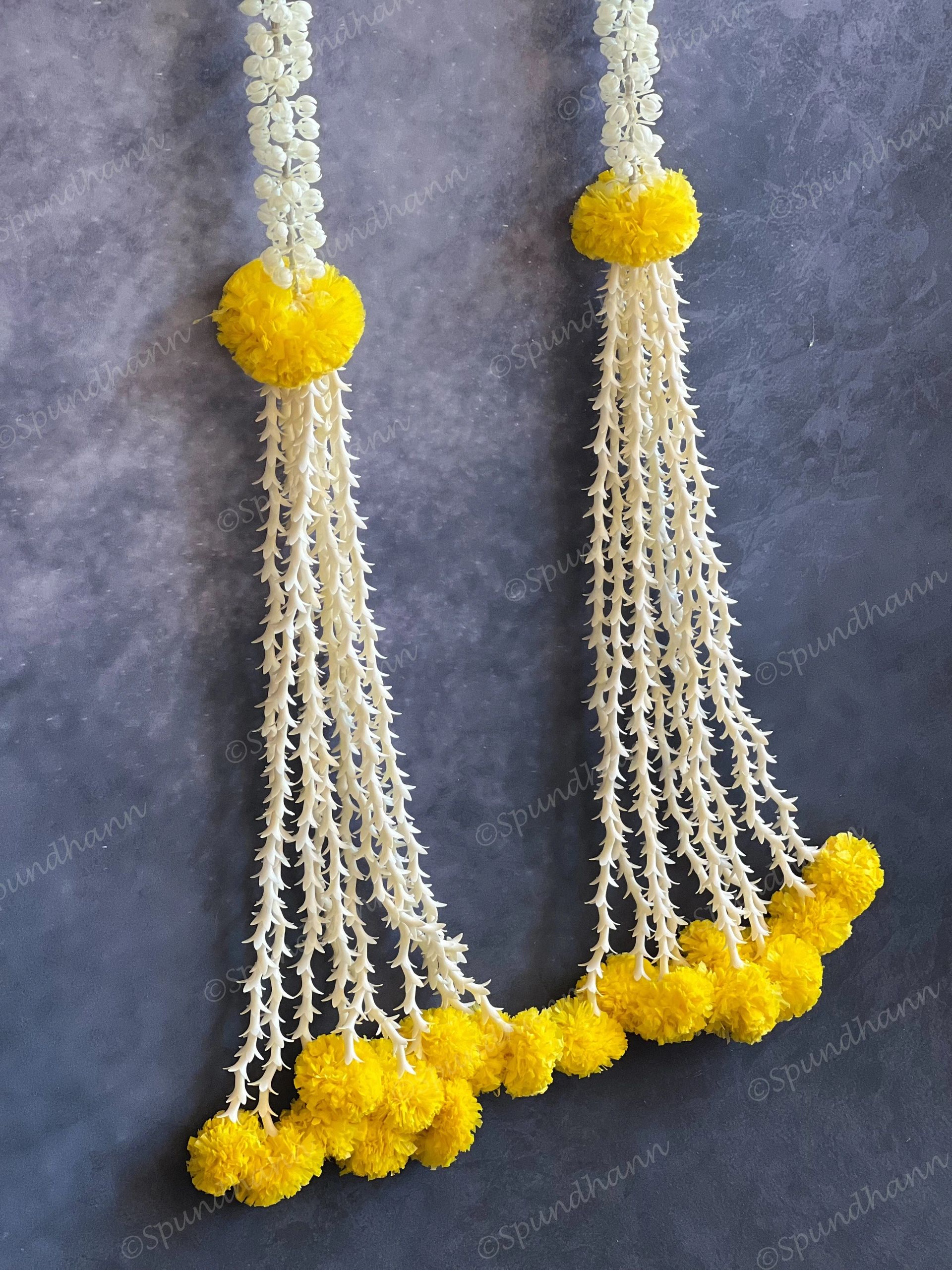 Mogra, Rajnigandha & Yellow Marigold Danglers Long Decor Strings
