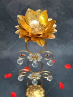Crystal Drop Golden Flower Standing Tea Light Holder