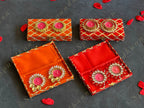 Rectangular Criss Cross Gold Gotapatti Gift Box Only