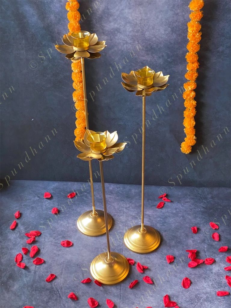Tall Standing Lotus Tea Light Holder
