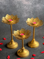 Stunning Standing Cutwork Lotus Tea Light Holder Set of 3