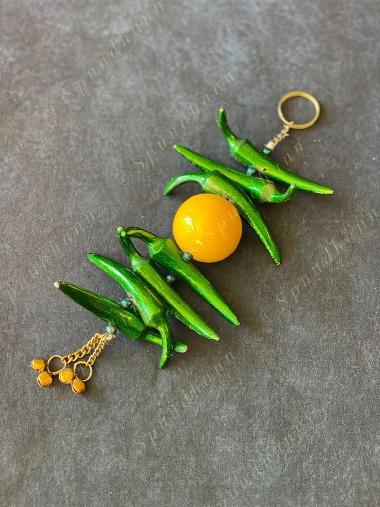 Metallic Nimbu Mirchi Hanging Decor