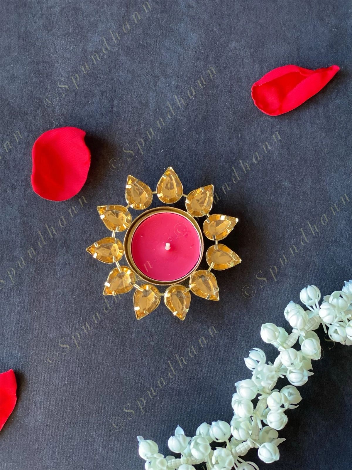 Gemstone Studded Tea Light Holder