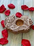 Carved Fish Wooden Block Tea Light Holder