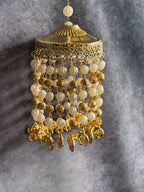 Gold & White Beads Jhumki Dangler