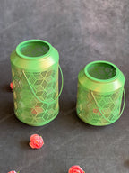 Green Geometric Art Lantern Tea Light Holder