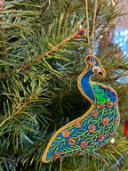 Embroidered Peacock Christmas Tree Ornament