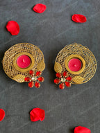 Gold Wired & Studded Floral Tea Light Holder