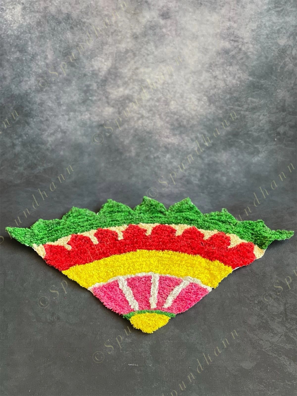 Multicolored Triangular Rangoli Floor Mat
