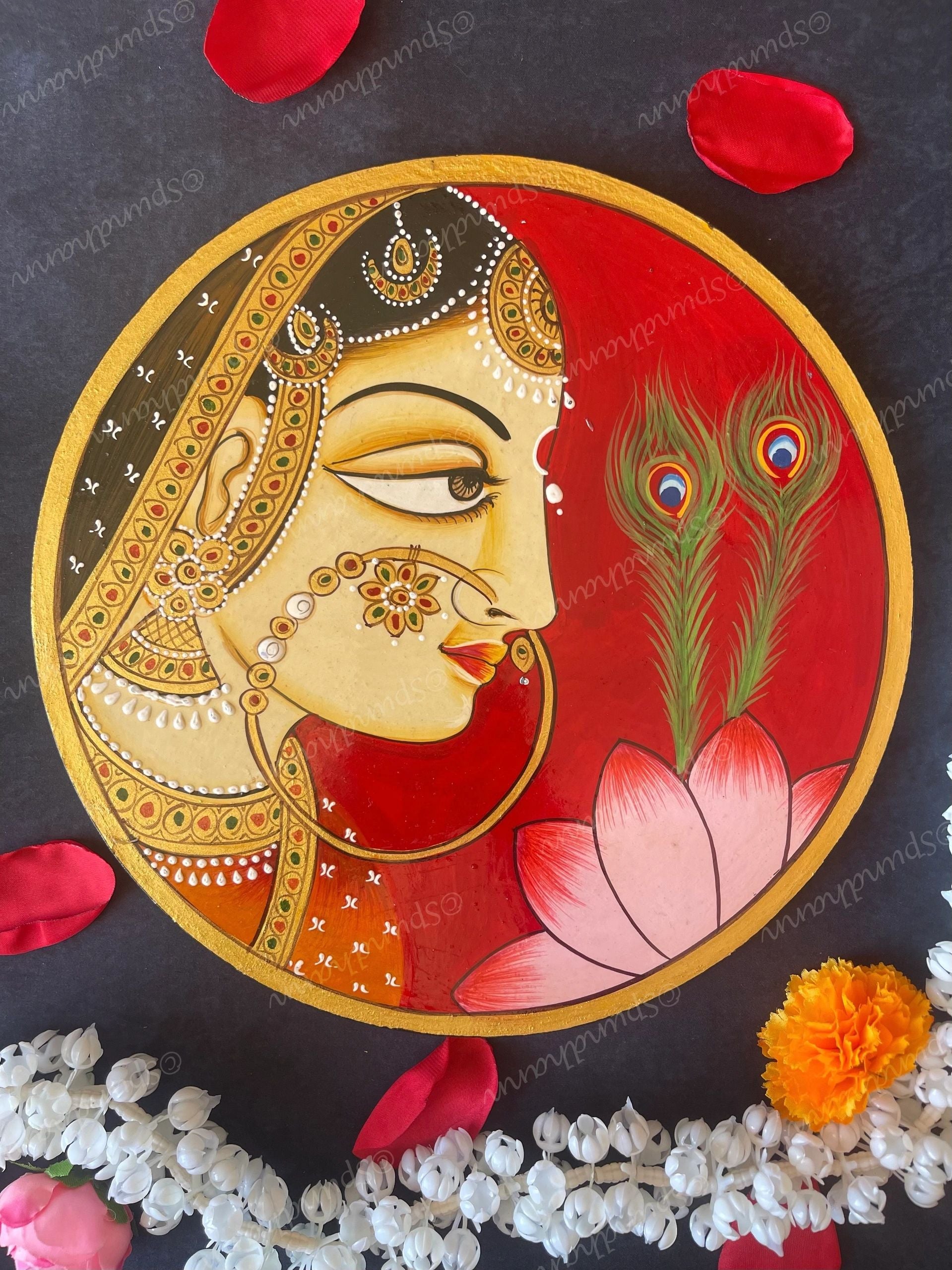 Traditional Rajasthani Woman Pichwai Wall Hanging Plate