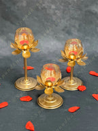 Standing Lotus Glass Tea Light Holder