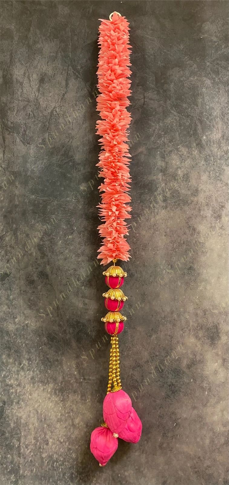 Pink Chameli & Lotus Bud with Pearl & pom pom
