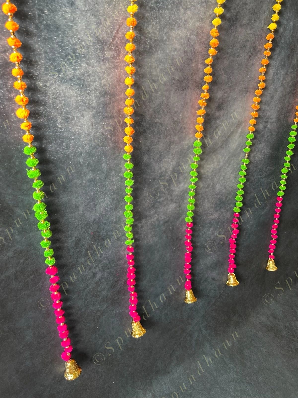 Multi Color Pom Pom & Bell Dangler