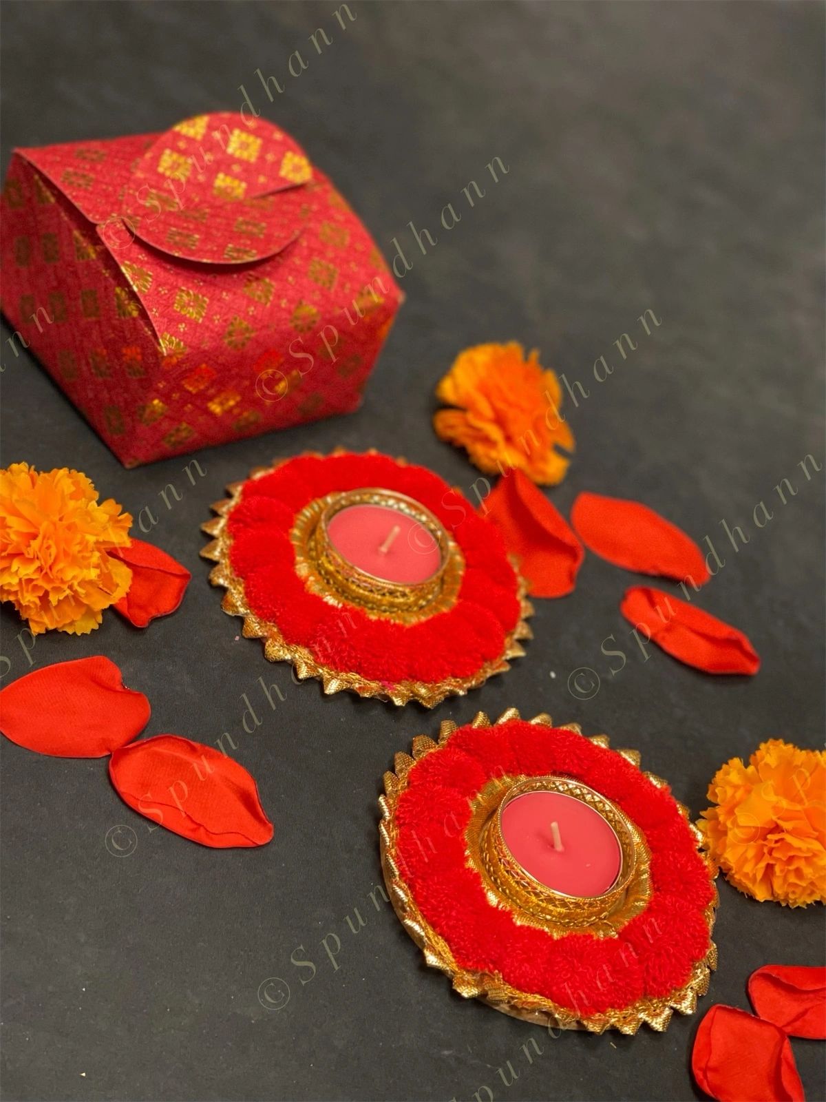 Paper Box with Pom Pom Tea Light Holders