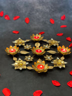 Embellished Floral & Gemstone Rangoli Tea Light Holder