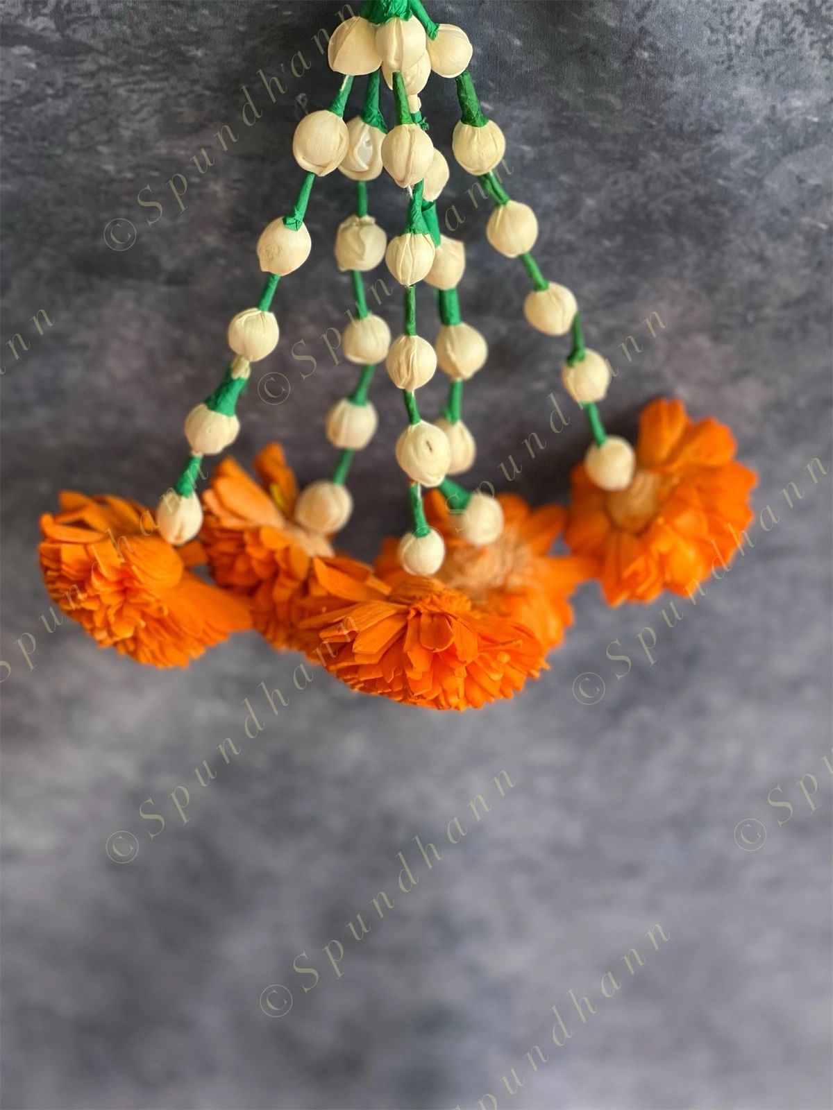 Shola Wood Orange Floral Lightweight Dangler Eco Friendly