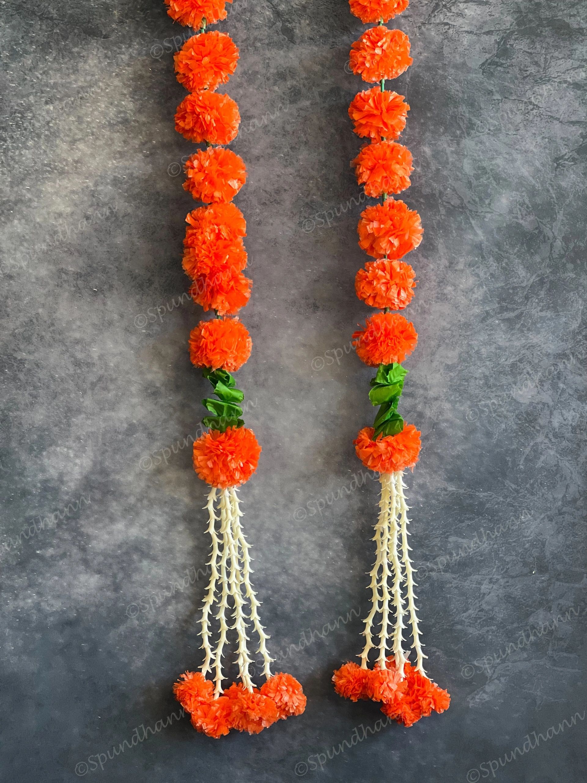 Orange Marigold & Rajnigandha Long Decor String - Single Piece