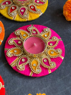 Paisley Wooden Tea Light Holder