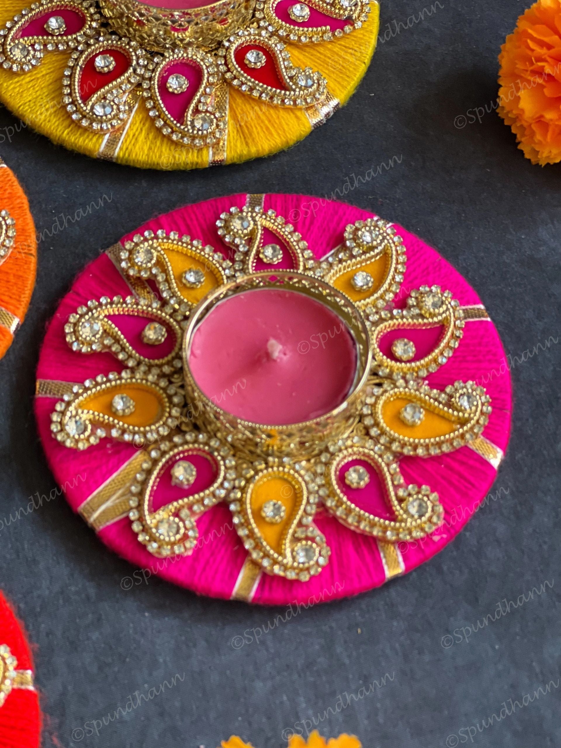Paisley Wooden Tea Light Holder