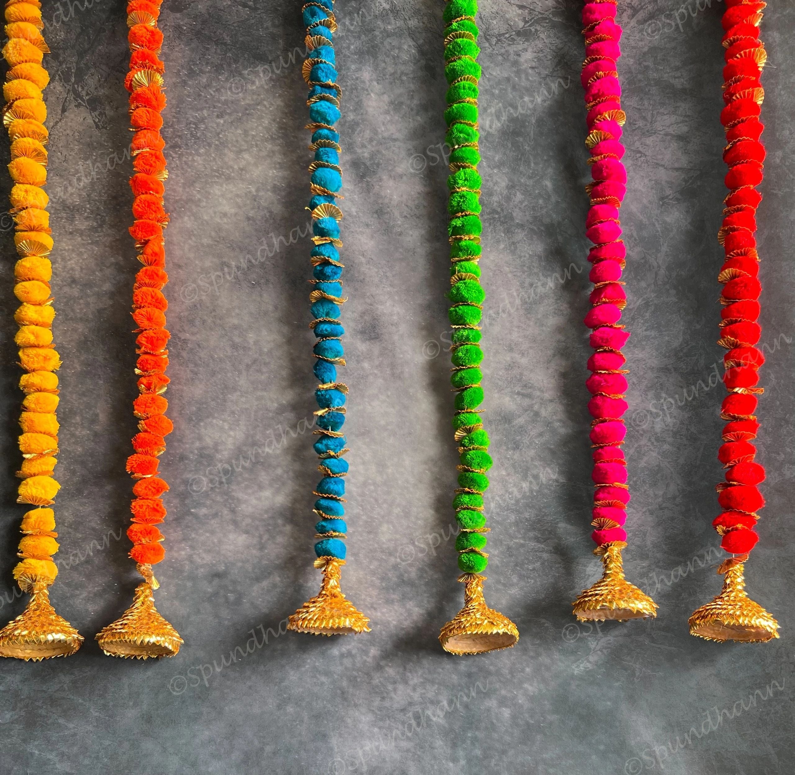 Solid Color Pom Pom & Gota Dangler