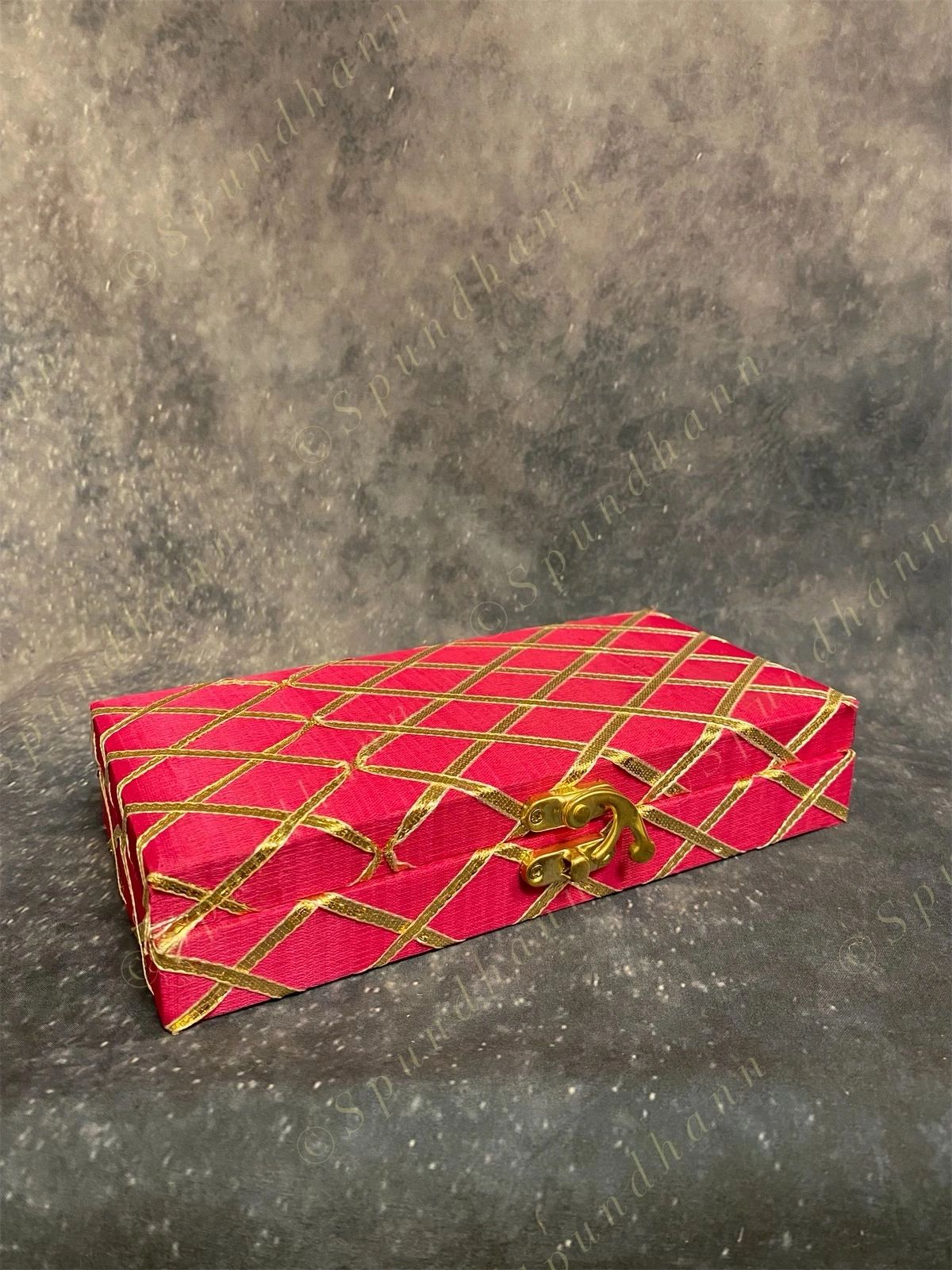 Rectangular Criss Cross Gold Gotapatti Gift Box Only