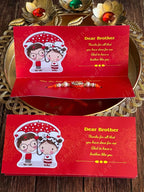 Rakhi with Greeting Card in Red Color