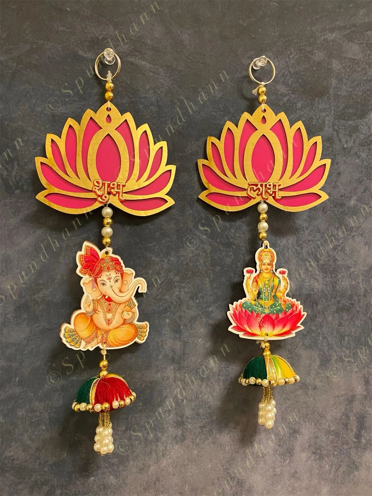 Laxmi Ganesh Shubh Labh Dangler Set of 2