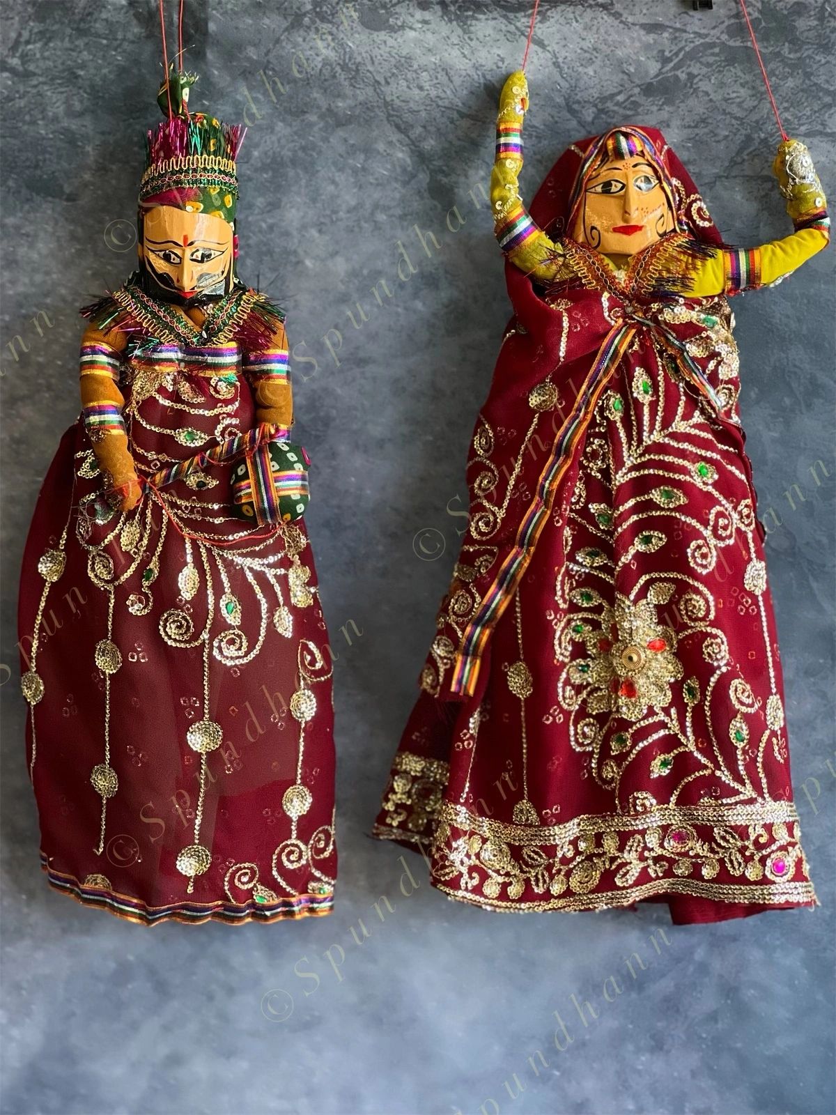 Ethnic Indian Rajasthani Kathputli Set of 2 (Puppet Dolls)