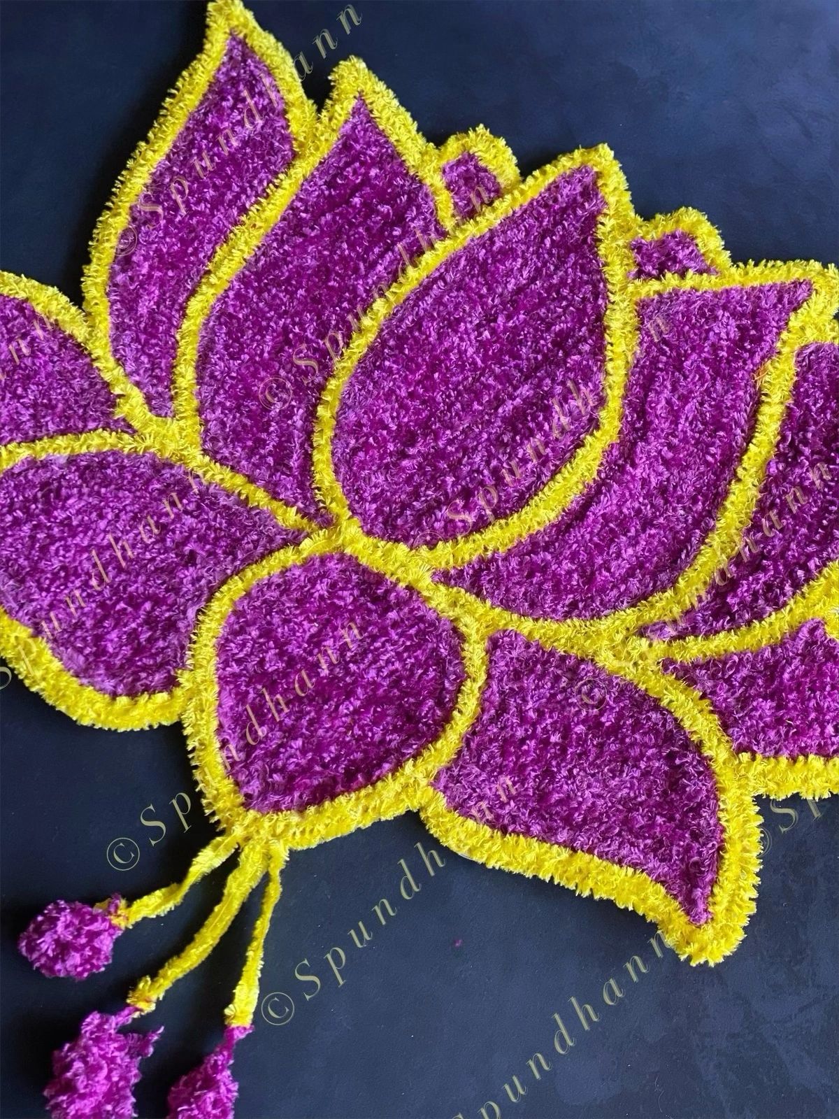 Purple Lotus Shaped Rangoli Floor Mat