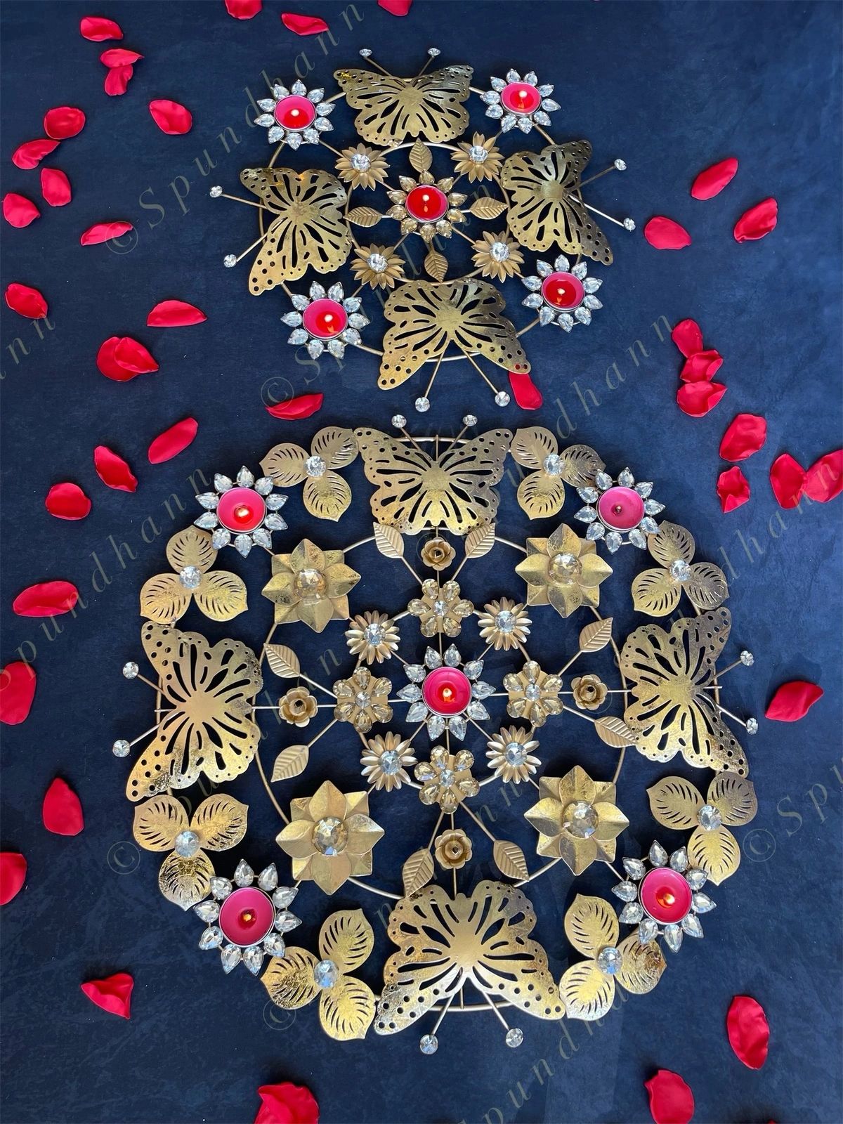 Decorative Studded Butterfly Rangoli Tea Light Holder