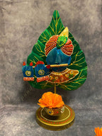 Flute Krishna with Green Leaf Tea Light Holder