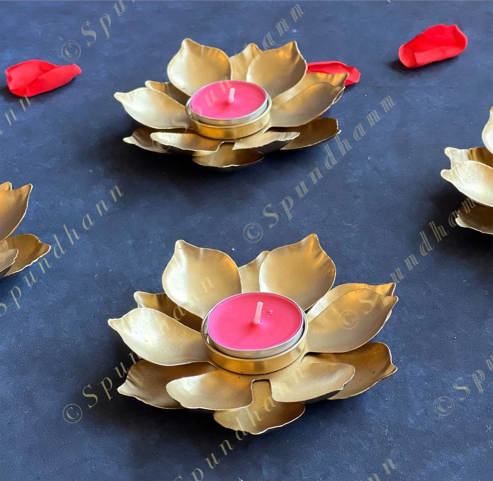Golden Lotus Tea Light Holder
