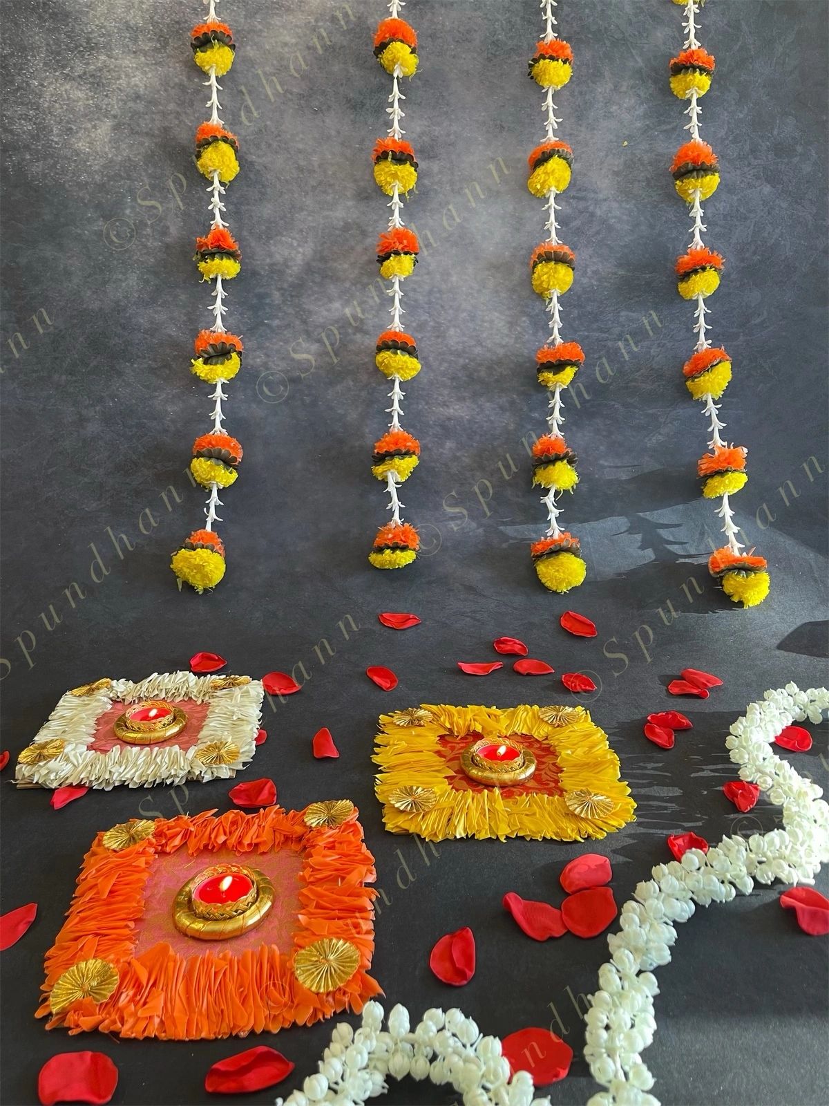 Sunset Marigold & Rajnigandha Dangler Pair