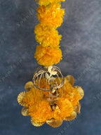 Marigold Garland Strings with Small Bird Cage & Gota Danglers Set of 2