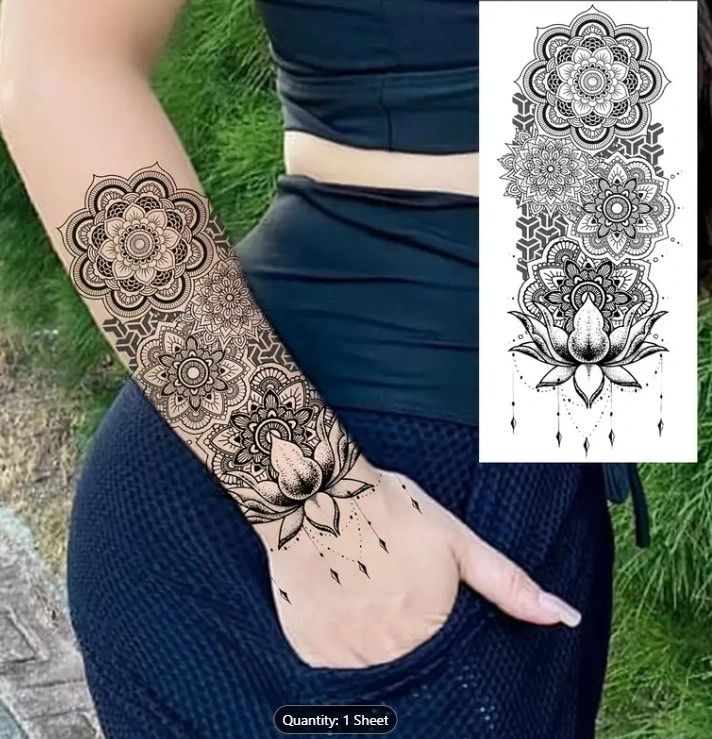 Mandala Temporary Tattoo Sticker for Women - Henna / Mehndi