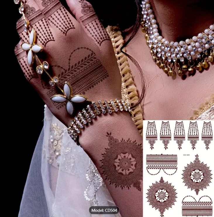 Stylish Temporary Tattoo Sticker for Women - Henna / Mehndi