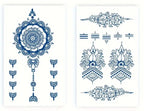 Blue Temporary Tattoo Sticker for Women - Henna / Mehndi