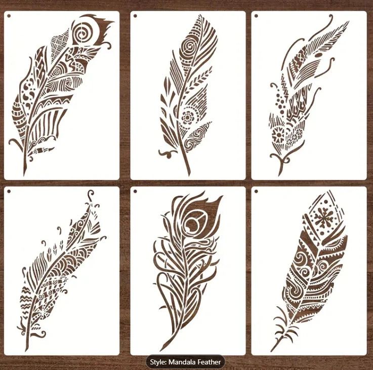 Mandala Feather Stencil Set