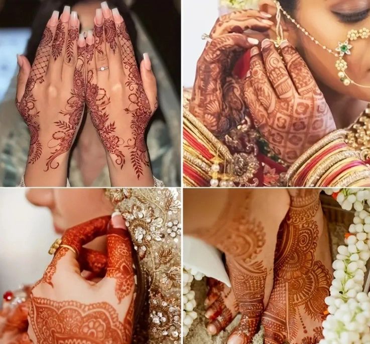 Reddish-Brown Temporary Tattoo Sticker for Women - Henna / Mehndi