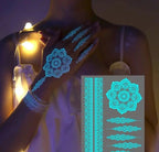 Glow in the Dark Temporary Tattoo Sticker for Women - Henna / Mehndi