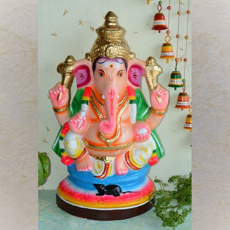 Handcrafted Lord Ganesha Navaratri Golu Doll with vibrant colors, intricate details, and a traditional pose, perfect for festive decor.