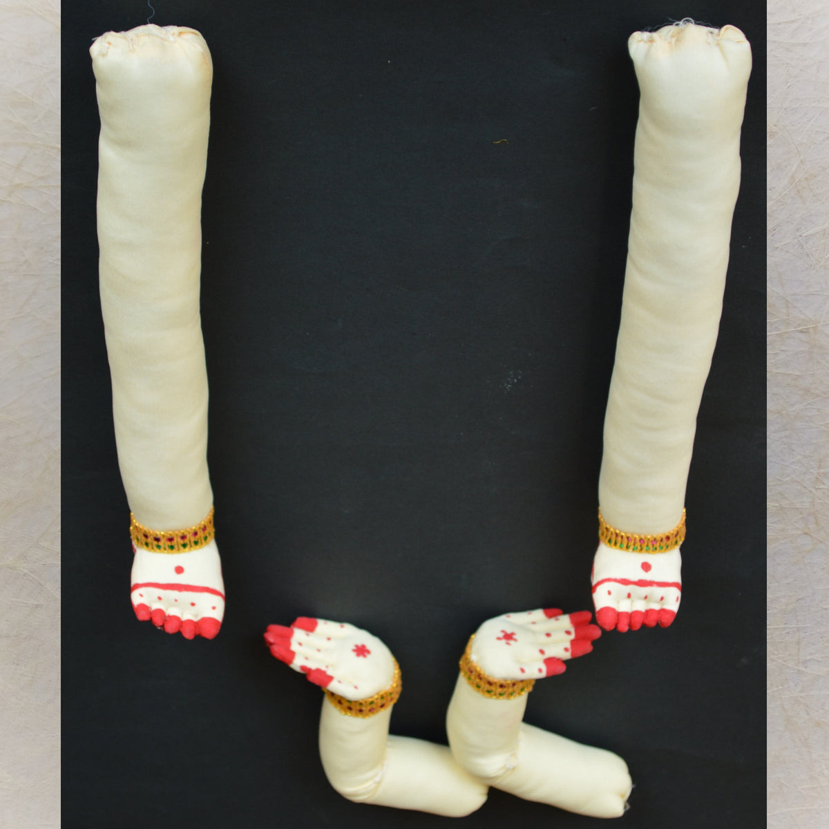 Deity Hand and Leg Set for Varalakshmi Amman decoration, featuring detailed design with traditional anklets and mehendi-style patterns.