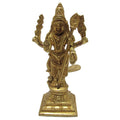 Brass Eternal Murugan idol holding Vel with a peacock beside him, symbolizing divine grace and valor.