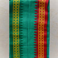Traditional green Angavasthram with red and yellow temple border design, 3.5 Mulam length.