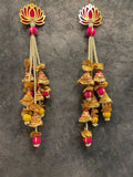 Lotus Wall Dangler with Gota, pearl and beads (Set of 2)