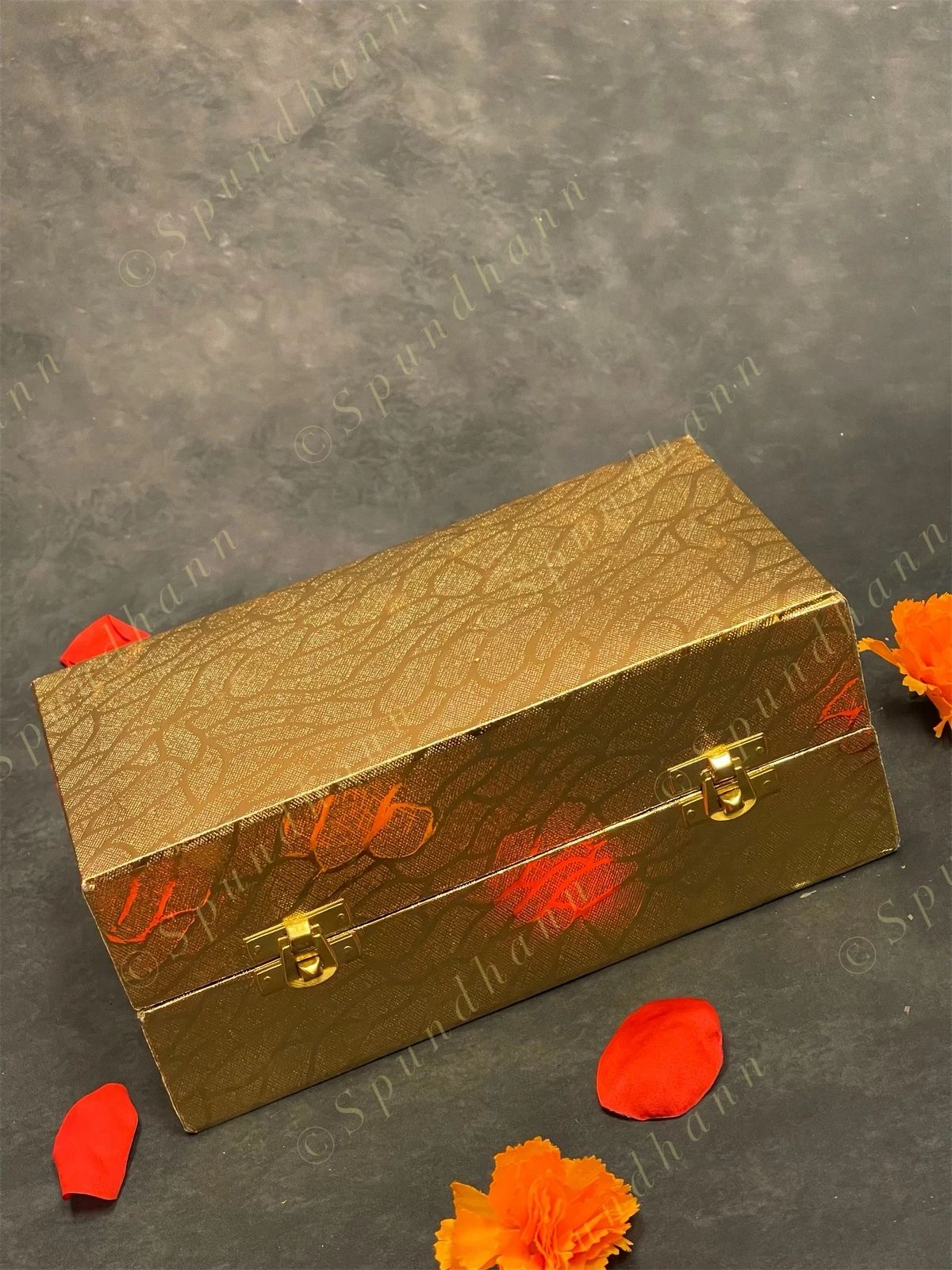 Hammered two Small Canister with Decorative Box, tray and two spoons