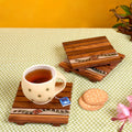 Hand-Painted Brown Wooden Coasters – Set Of 2 Rustic Tea Mats