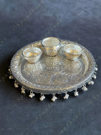 German Silver Puja Plate/Platter Set