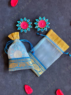 Light Blue Potli Bags with Border