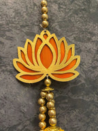 Pearls & Lotus Wall Dangler with pom pom and beads